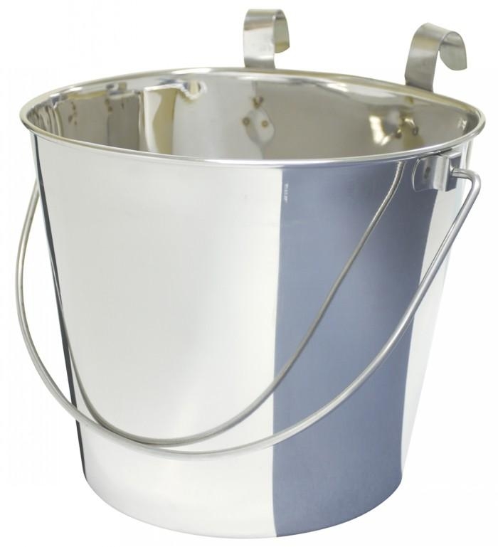 SS FLAT SIDED BUCKET PAIL 5.7Litres - TWO HOOKS