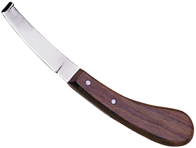 Left-Handed Hoof Knife With Wooden Handle